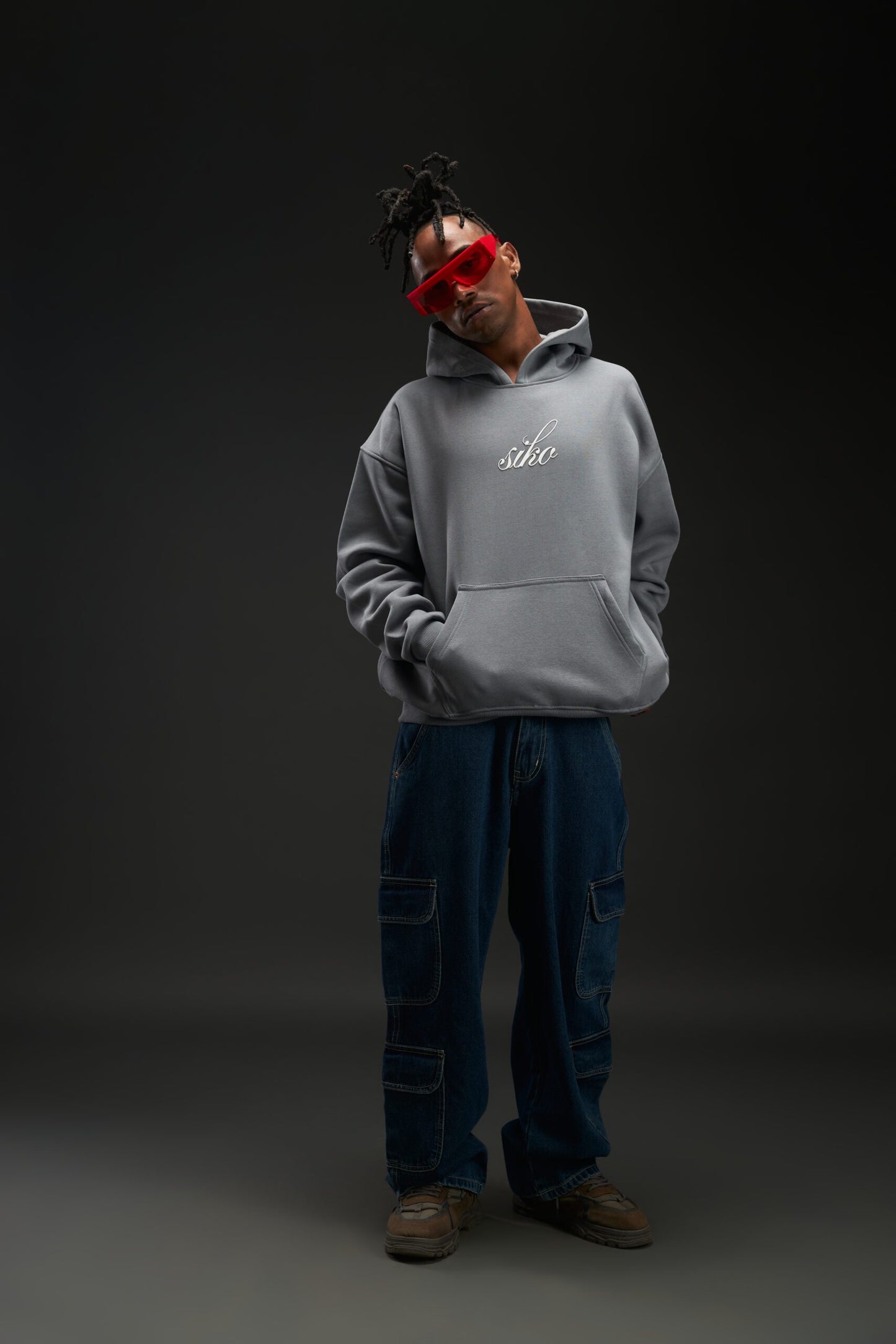 GREY KISS OVERSIZED HOODIE