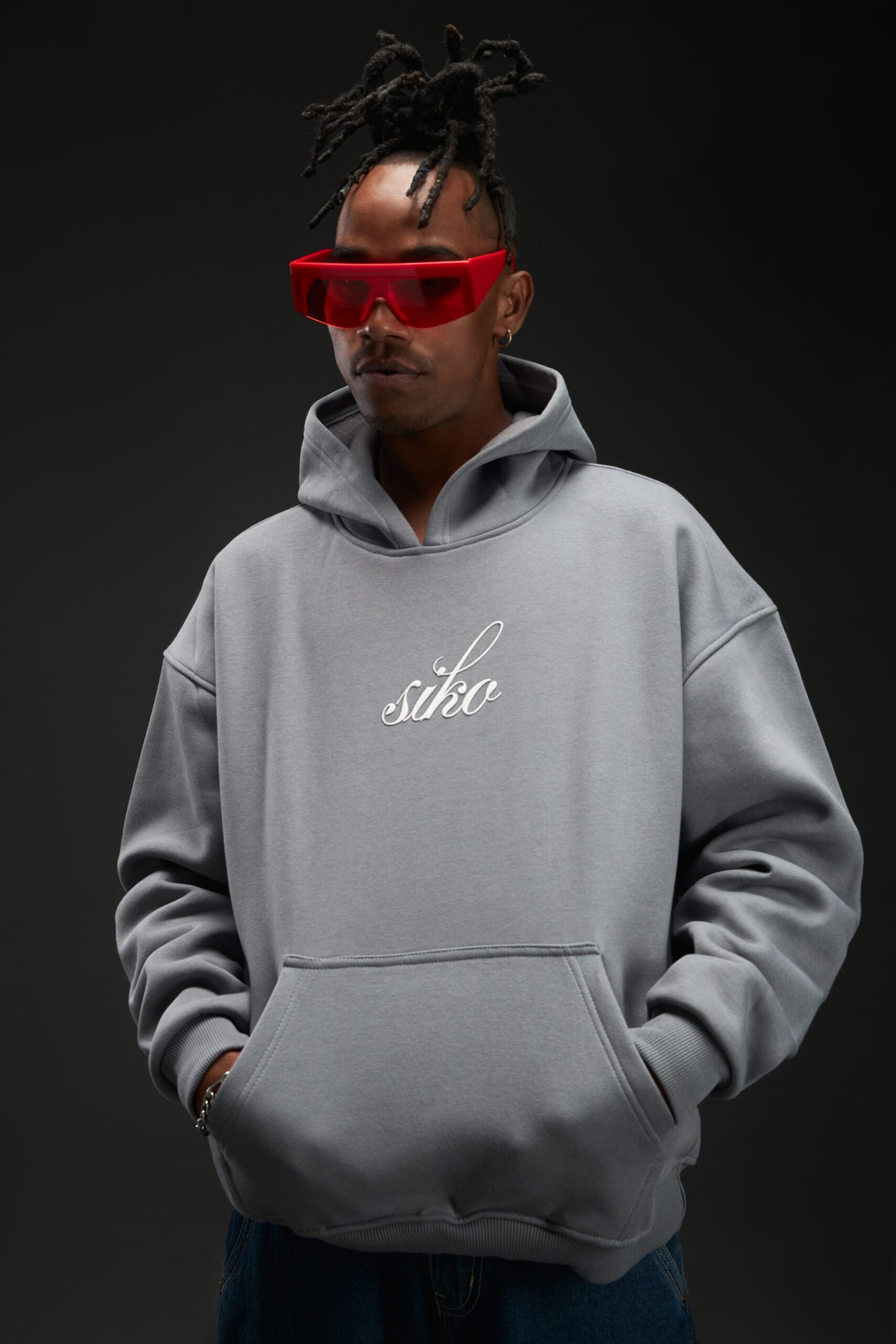 GREY KISS OVERSIZED HOODIE