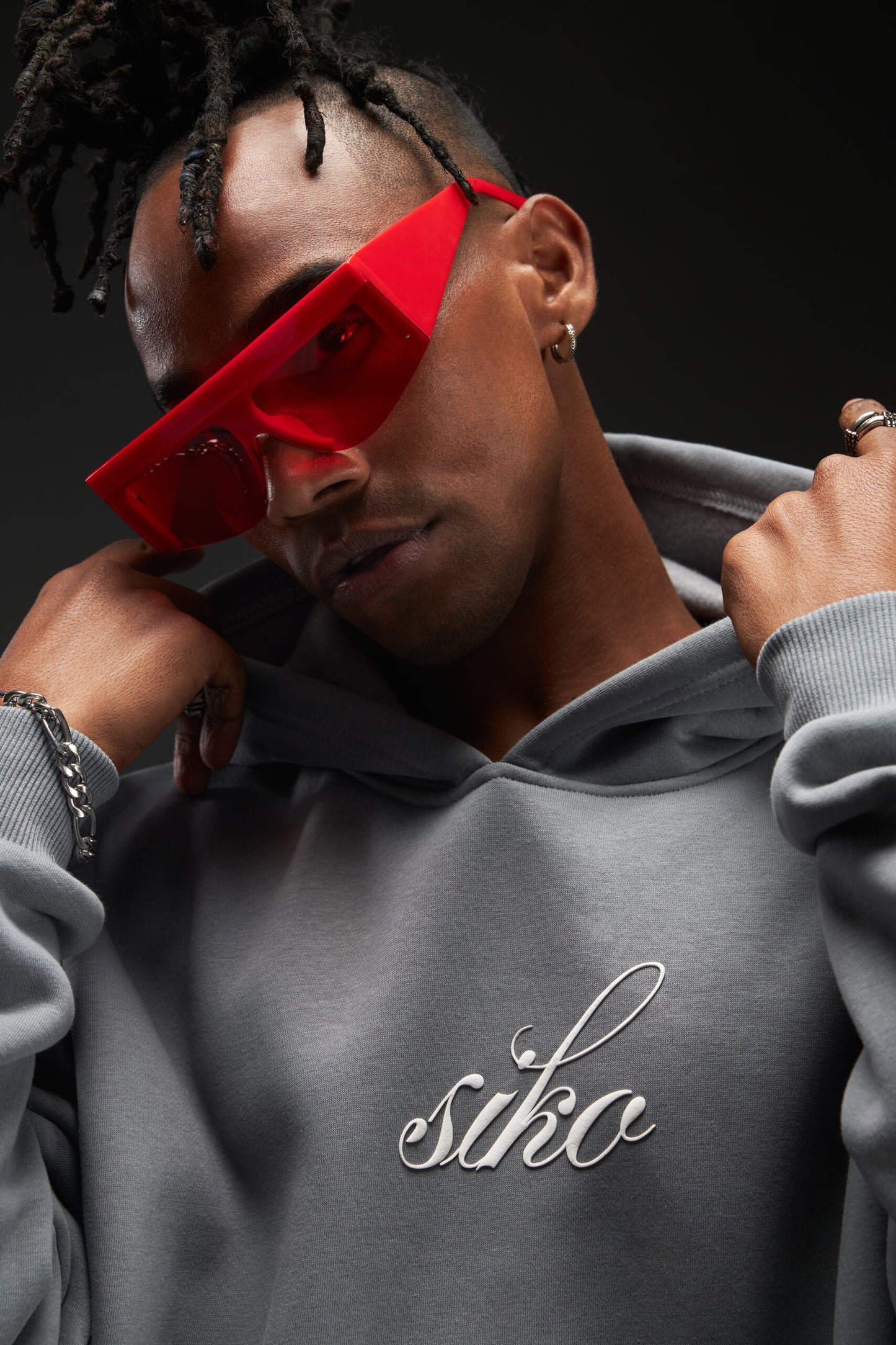 GREY KISS OVERSIZED HOODIE