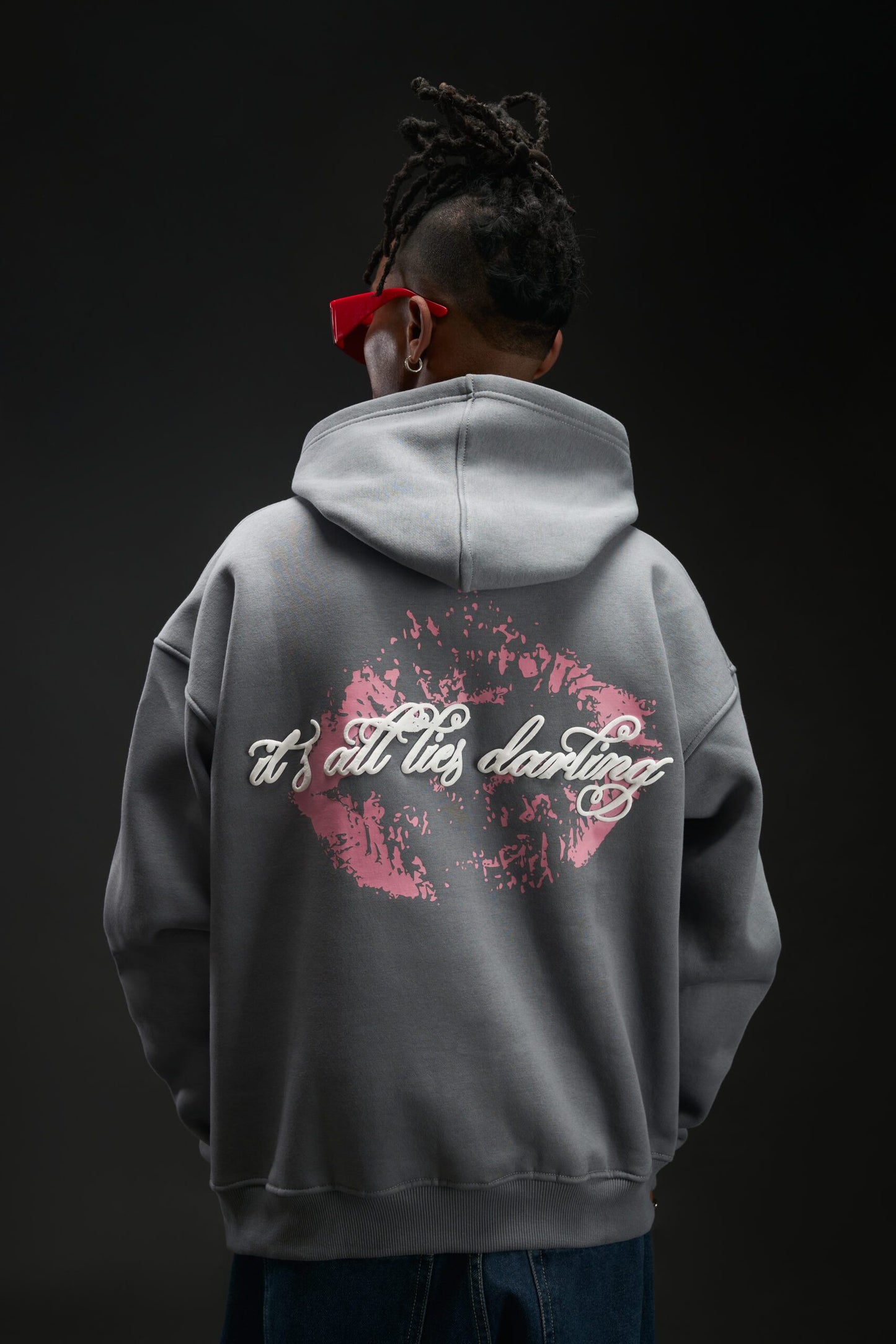 GREY KISS OVERSIZED HOODIE